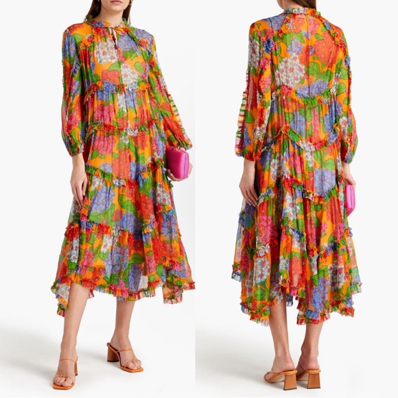 Zimmermann Dresses & Skirts - Zimmermann Riders Tasseled Floral Print Silk Crepon Midi Dress $1750